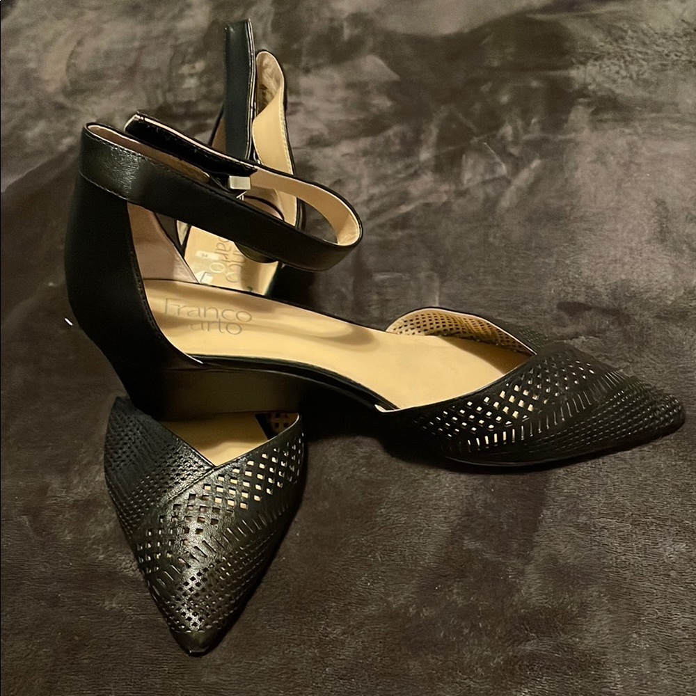 Franco Sarto Black Wedge Heeled Shoes with Elegant Design
